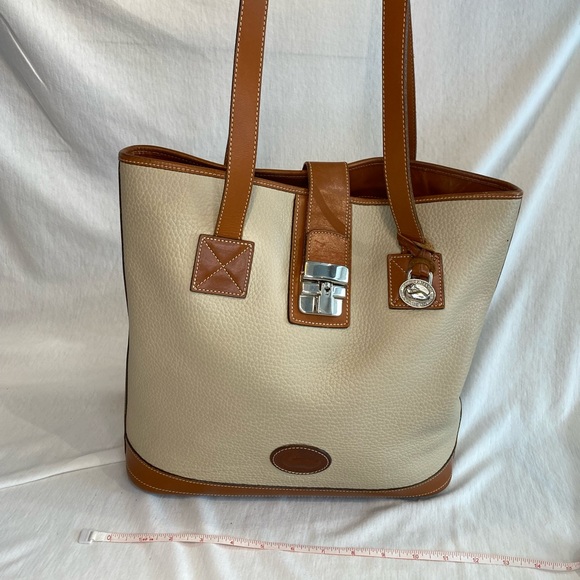 Dooney & Bourke All Weather Leather Cream and Beige Tote - Picture 1 of 13